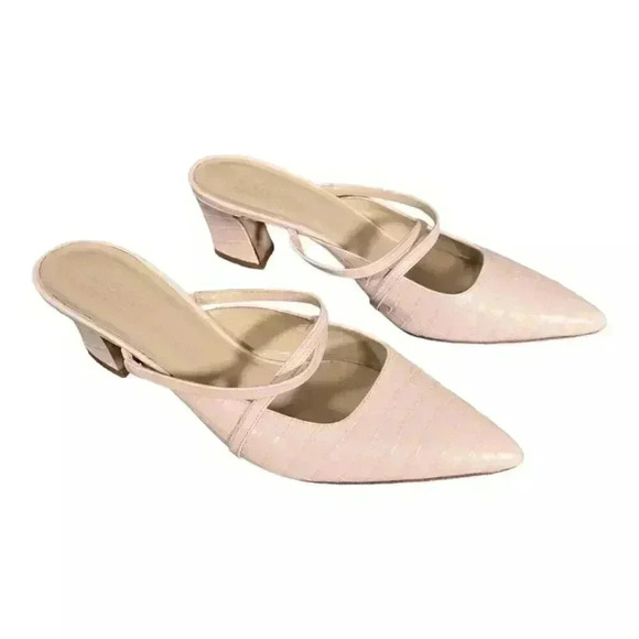 M. Gemi Shoes Pump Heel Pointed Toe Beige Blush Pink 9/40 - Picture 2 of 8